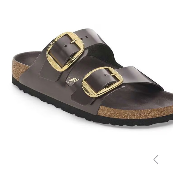 Birkenstock Shoes - Birkenstock Brown Sandals with Gold Buckles